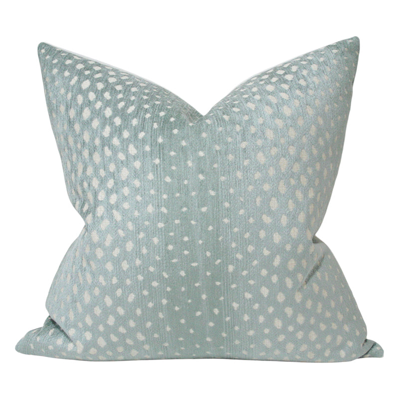 Spotted Muted Aqua Luxury Designer Pillow – Arianna Belle