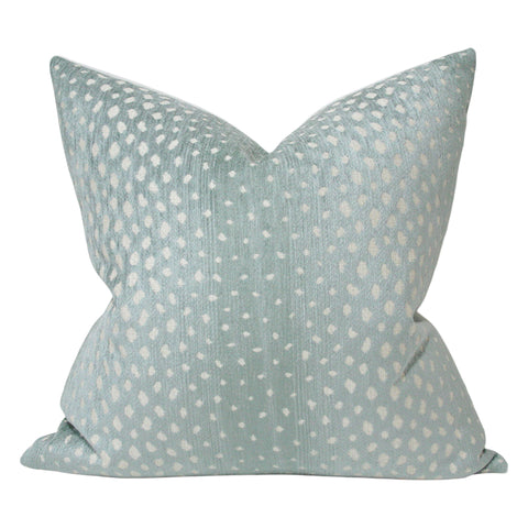 Spotted Muted Aqua Luxury Designer Pillow | Arianna Belle Shop | front view