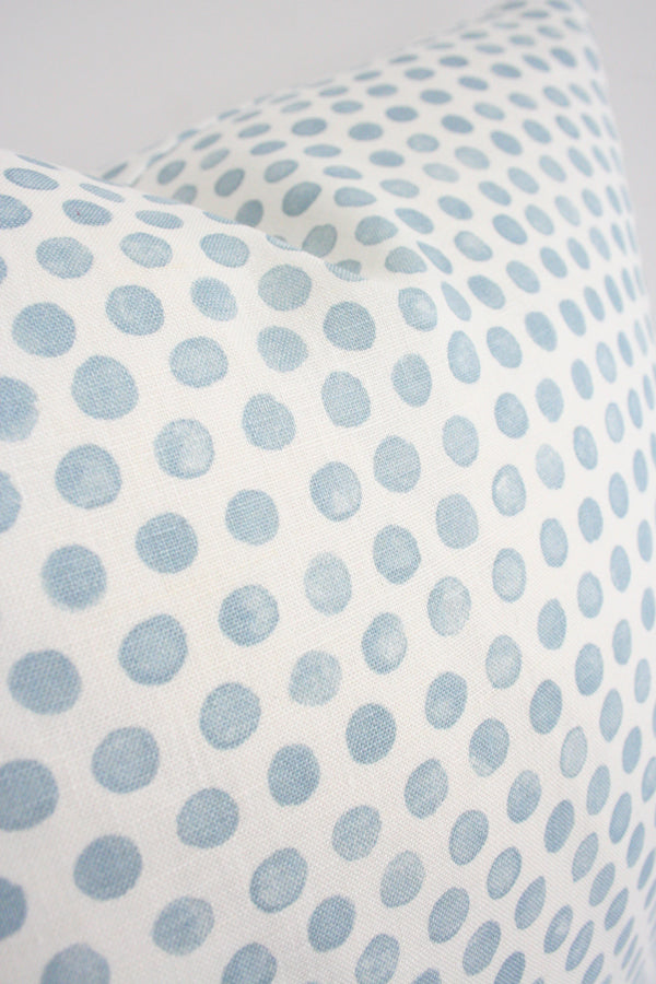 Tika Dot Sky Blue designer pillow from Arianna Belle Shop | detail