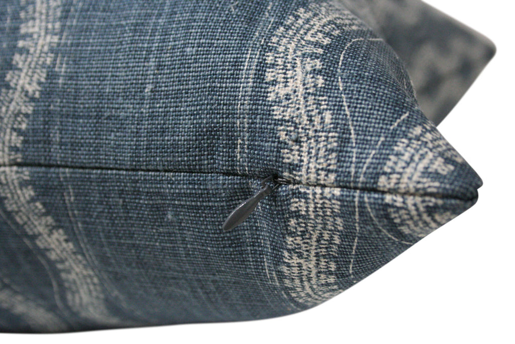 Invisible Zipper Closure | Zanzibar Stripe Indigo Blue Designer Pillow from Arianna Belle Shop
