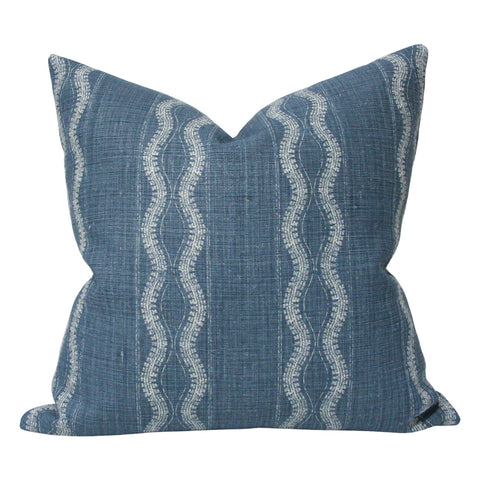 Zanzibar Stripe Indigo Blue Designer Pillow from Arianna Belle Shop | Front View