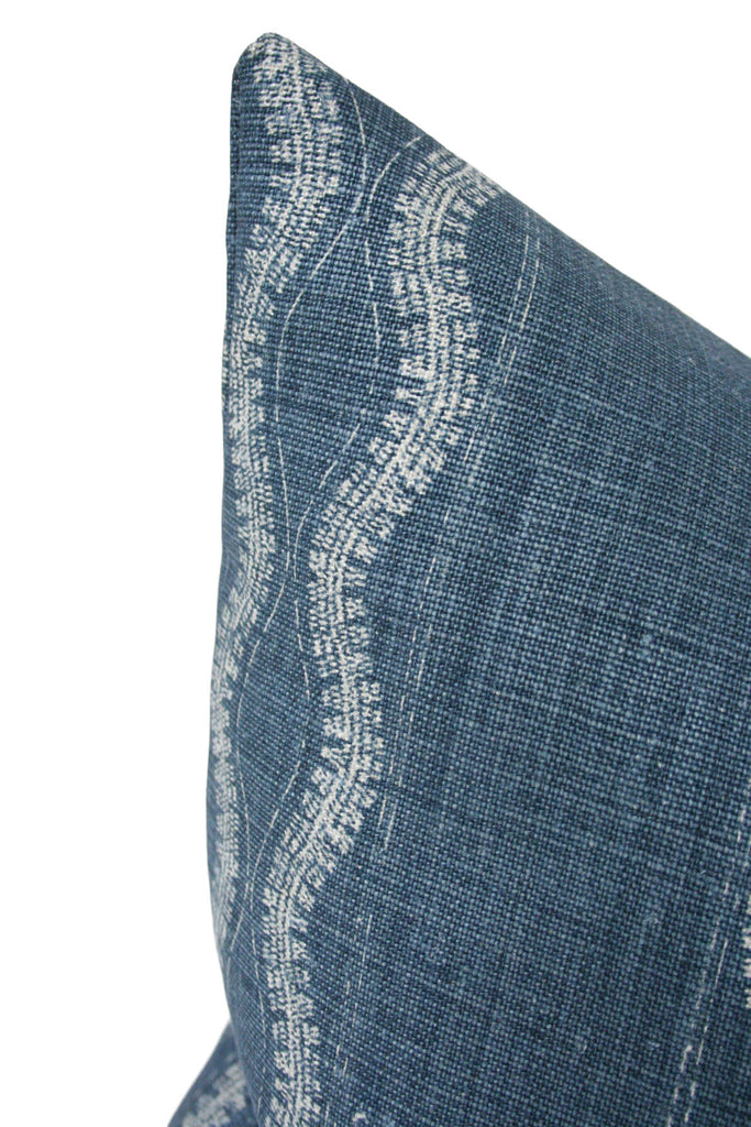 Detailed View of Zanzibar Stripe Indigo Blue Designer Pillow from Arianna Belle Shop